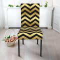 Gold And Black Chevron Pattern Print Dining Chair Slipcover