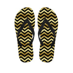 Gold And Black Chevron Pattern Print Flip Flops