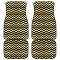 Gold And Black Chevron Pattern Print Front and Back Car Floor Mats