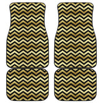 Gold And Black Chevron Pattern Print Front and Back Car Floor Mats