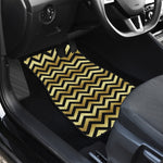 Gold And Black Chevron Pattern Print Front and Back Car Floor Mats