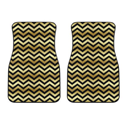 Gold And Black Chevron Pattern Print Front Car Floor Mats