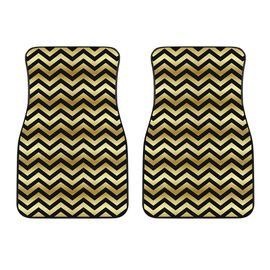 Gold And Black Chevron Pattern Print Front Car Floor Mats