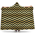 Gold And Black Chevron Pattern Print Hooded Blanket