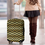 Gold And Black Chevron Pattern Print Luggage Cover