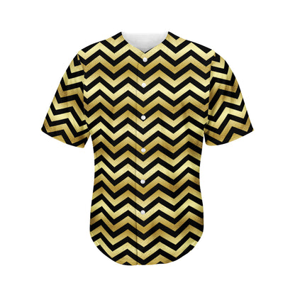 Gold And Black Chevron Pattern Print Men's Baseball Jersey