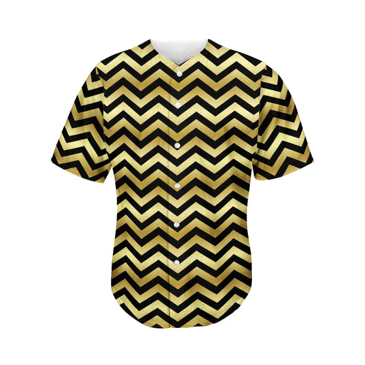 Gold And Black Chevron Pattern Print Men's Baseball Jersey