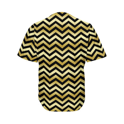 Gold And Black Chevron Pattern Print Men's Baseball Jersey