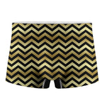 Gold And Black Chevron Pattern Print Men's Boxer Briefs