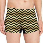 Gold And Black Chevron Pattern Print Men's Boxer Briefs