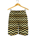 Gold And Black Chevron Pattern Print Men's Shorts