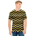 Gold And Black Chevron Pattern Print Men's T-Shirt