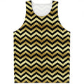 Gold And Black Chevron Pattern Print Men's Tank Top