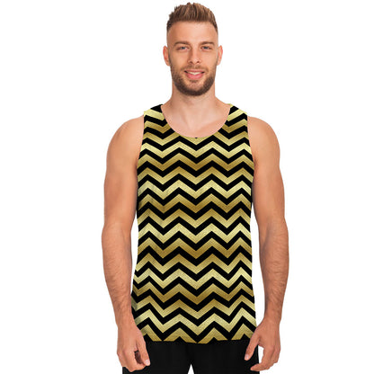 Gold And Black Chevron Pattern Print Men's Tank Top