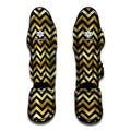 Gold And Black Chevron Pattern Print Muay Thai Shin Guards