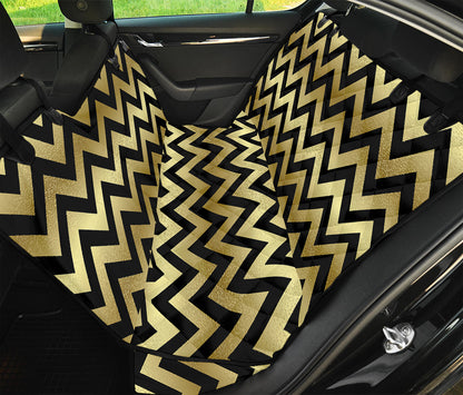 Gold And Black Chevron Pattern Print Pet Car Back Seat Cover
