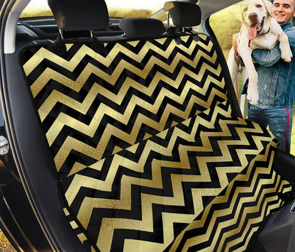 Gold And Black Chevron Pattern Print Pet Car Back Seat Cover