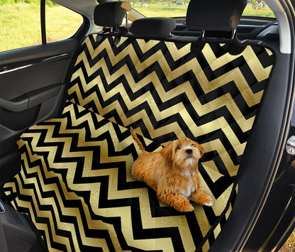 Gold And Black Chevron Pattern Print Pet Car Back Seat Cover