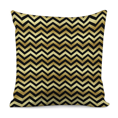 Gold And Black Chevron Pattern Print Pillow Cover