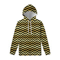 Gold And Black Chevron Pattern Print Pullover Hoodie
