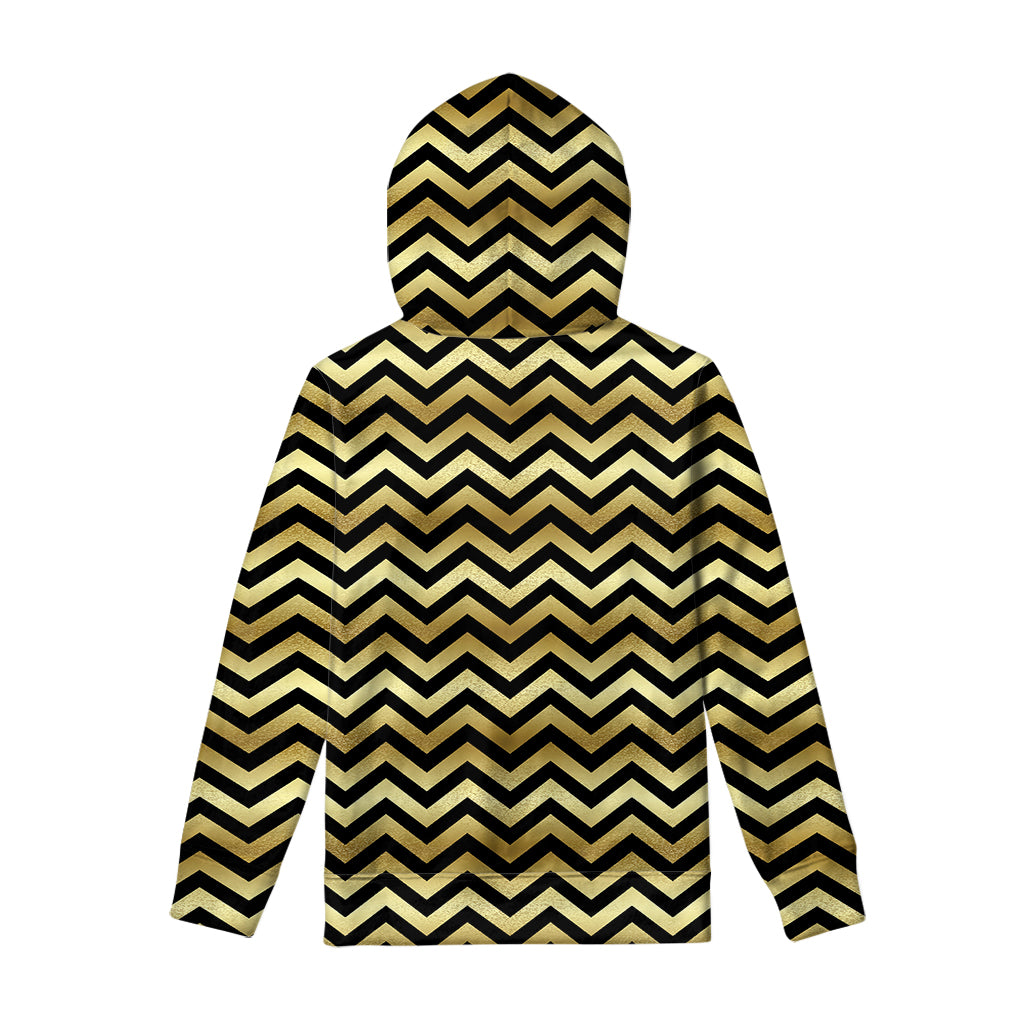 Gold And Black Chevron Pattern Print Pullover Hoodie