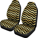 Gold And Black Chevron Pattern Print Universal Fit Car Seat Covers