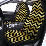 Gold And Black Chevron Pattern Print Universal Fit Car Seat Covers