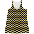 Gold And Black Chevron Pattern Print Women's Racerback Tank Top