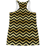 Gold And Black Chevron Pattern Print Women's Racerback Tank Top