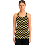Gold And Black Chevron Pattern Print Women's Racerback Tank Top