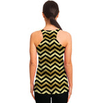 Gold And Black Chevron Pattern Print Women's Racerback Tank Top