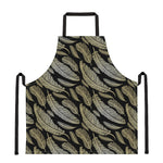 Gold And Black Feather Pattern Print Apron