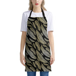 Gold And Black Feather Pattern Print Apron