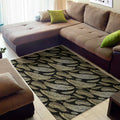 Gold And Black Feather Pattern Print Floor Mat