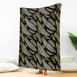 Gold And Black Feather Pattern Print Blanket