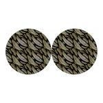 Gold And Black Feather Pattern Print Car Coasters