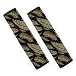 Gold And Black Feather Pattern Print Car Seat Belt Covers