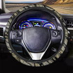 Gold And Black Feather Pattern Print Car Steering Wheel Cover