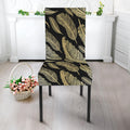 Gold And Black Feather Pattern Print Dining Chair Slipcover
