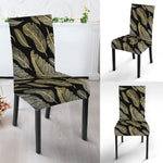 Gold And Black Feather Pattern Print Dining Chair Slipcover