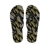 Gold And Black Feather Pattern Print Flip Flops