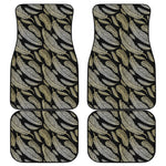 Gold And Black Feather Pattern Print Front and Back Car Floor Mats