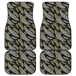 Gold And Black Feather Pattern Print Front and Back Car Floor Mats