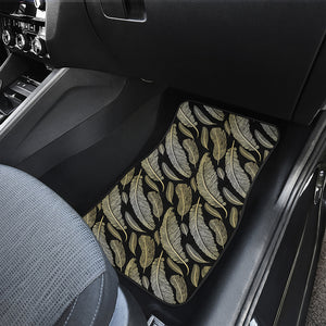 Gold And Black Feather Pattern Print Front and Back Car Floor Mats