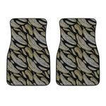 Gold And Black Feather Pattern Print Front Car Floor Mats