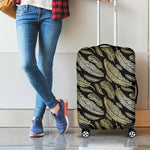 Gold And Black Feather Pattern Print Luggage Cover