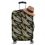 Gold And Black Feather Pattern Print Luggage Cover