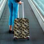 Gold And Black Feather Pattern Print Luggage Cover