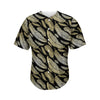 Gold And Black Feather Pattern Print Men's Baseball Jersey