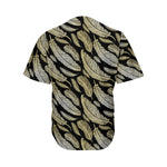 Gold And Black Feather Pattern Print Men's Baseball Jersey